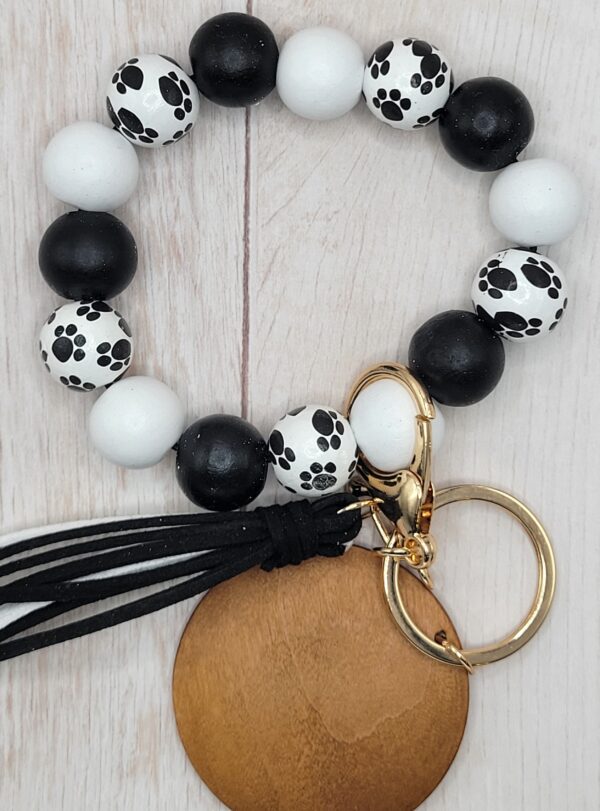 Paw Print Wood Bead Wristlet