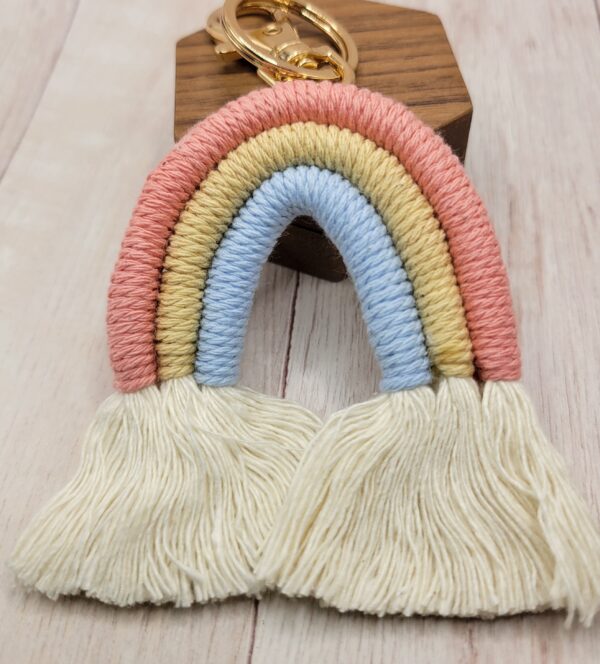 Macrame Rainbow Keychain - 5 Colors to Choose From - Image 3