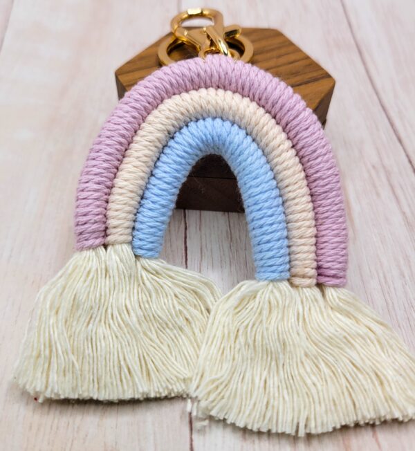 Macrame Rainbow Keychain - 5 Colors to Choose From - Image 4