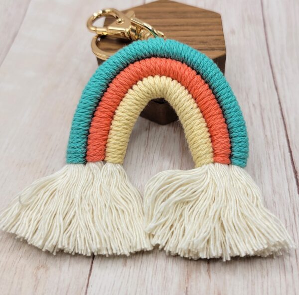 Macrame Rainbow Keychain - 5 Colors to Choose From - Image 5