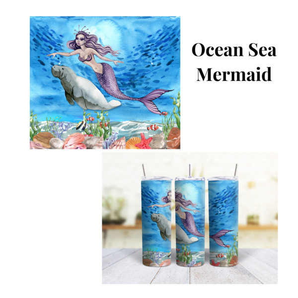 Ocean Sea Mermaid & Manatee 20 oz Tumbler - Image 3