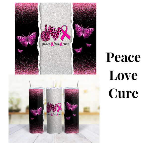 Cancer - Peace Love Cure 20 oz Tumbler - Image 2