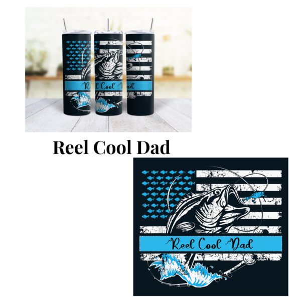 Reel Cool Dad Fishing Flag 20 oz Tumbler - Image 3