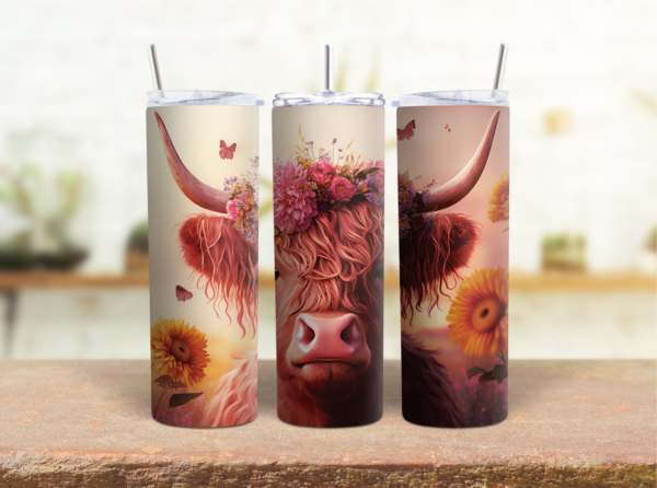 Highland Cow & Butterflies 20 oz Tumbler