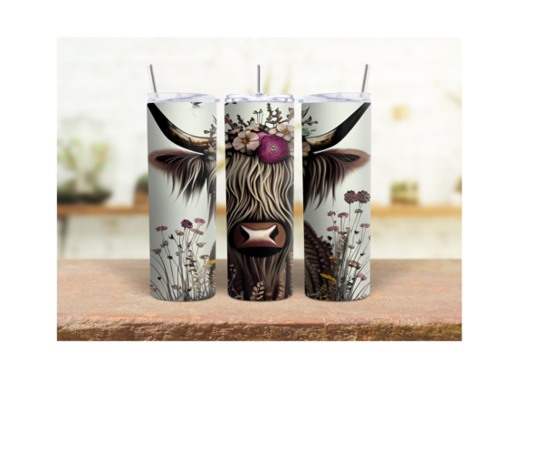 Highland Cow Wild Flowers 20 oz Tumbler