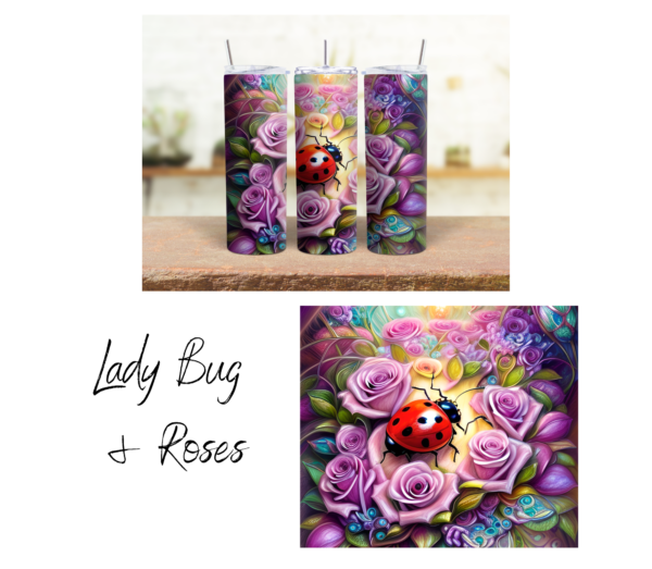 Lady Bug & Roses 20 oz Tumbler - Image 2