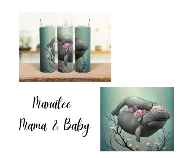 Manatee Mama & Baby 20 oz Tumbler - Image 2