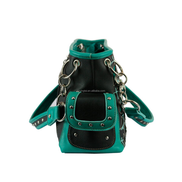 Black with Cross & Turquoise Accents Purse - Image 3